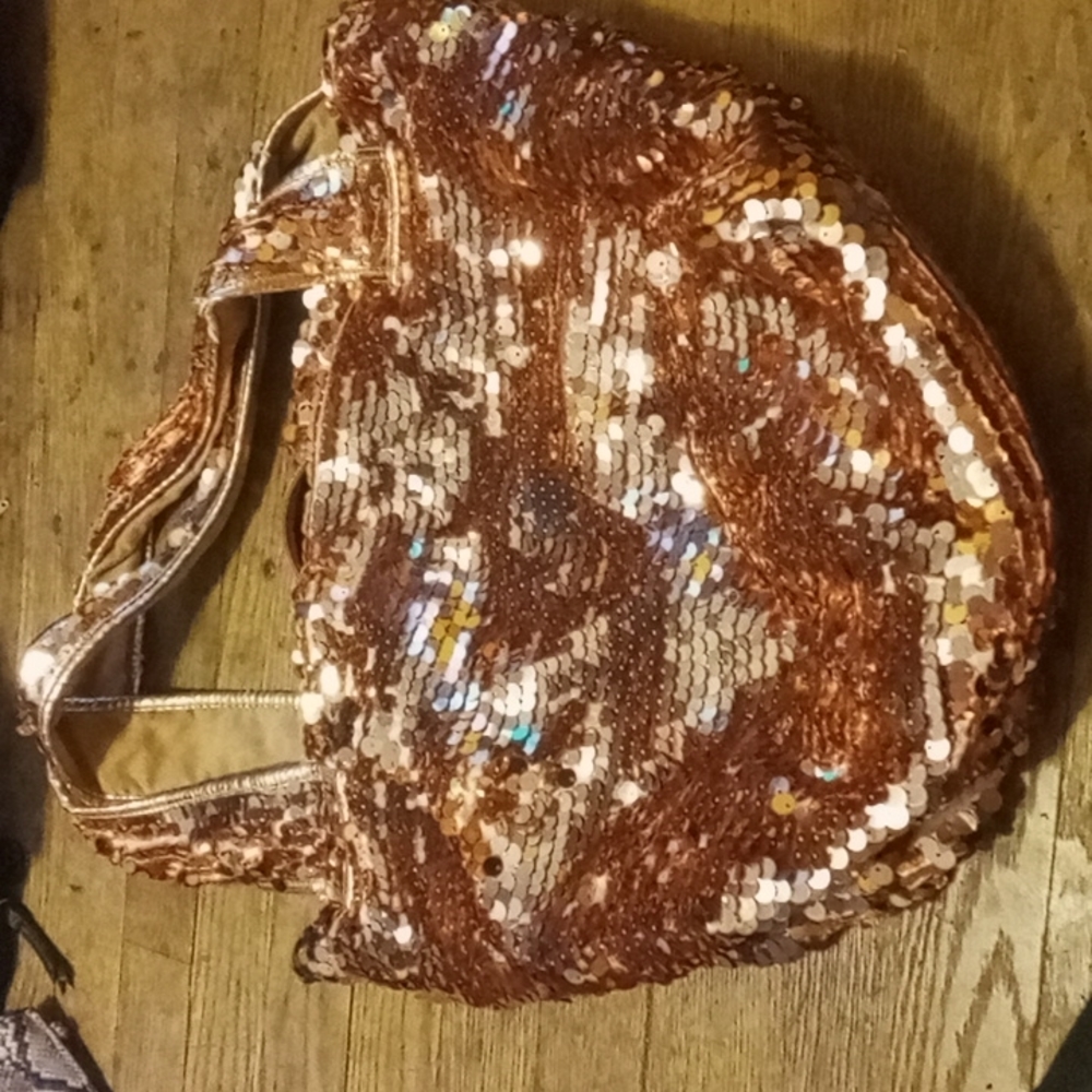 Joan Boyce sequin dusty pink bag